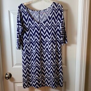 Lilly Pulitzer Women Size S Blue White Cotton Eliza Get Your Pullover Mini Dress